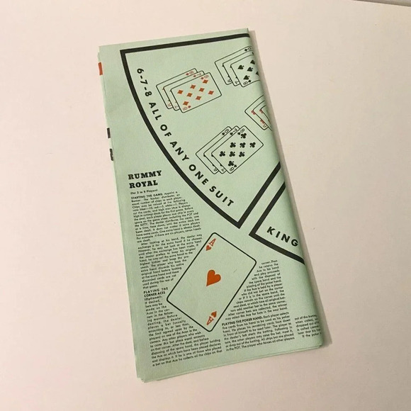 Vintage 1962 Rummy Royal Whitman Plastic Table Sheet Michigan  Rummy Game - Picture 15 of 16